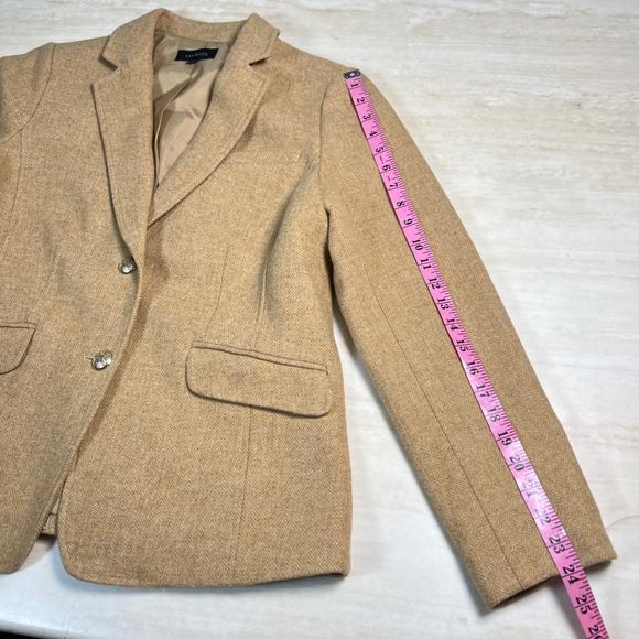 Talbots Women's Camel Herringbone Tweed Blazer Jacket Size 12 - Picture 9 of 10